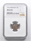 MS62 FB 1916 Mercury Dime NGC Nice Color *1460