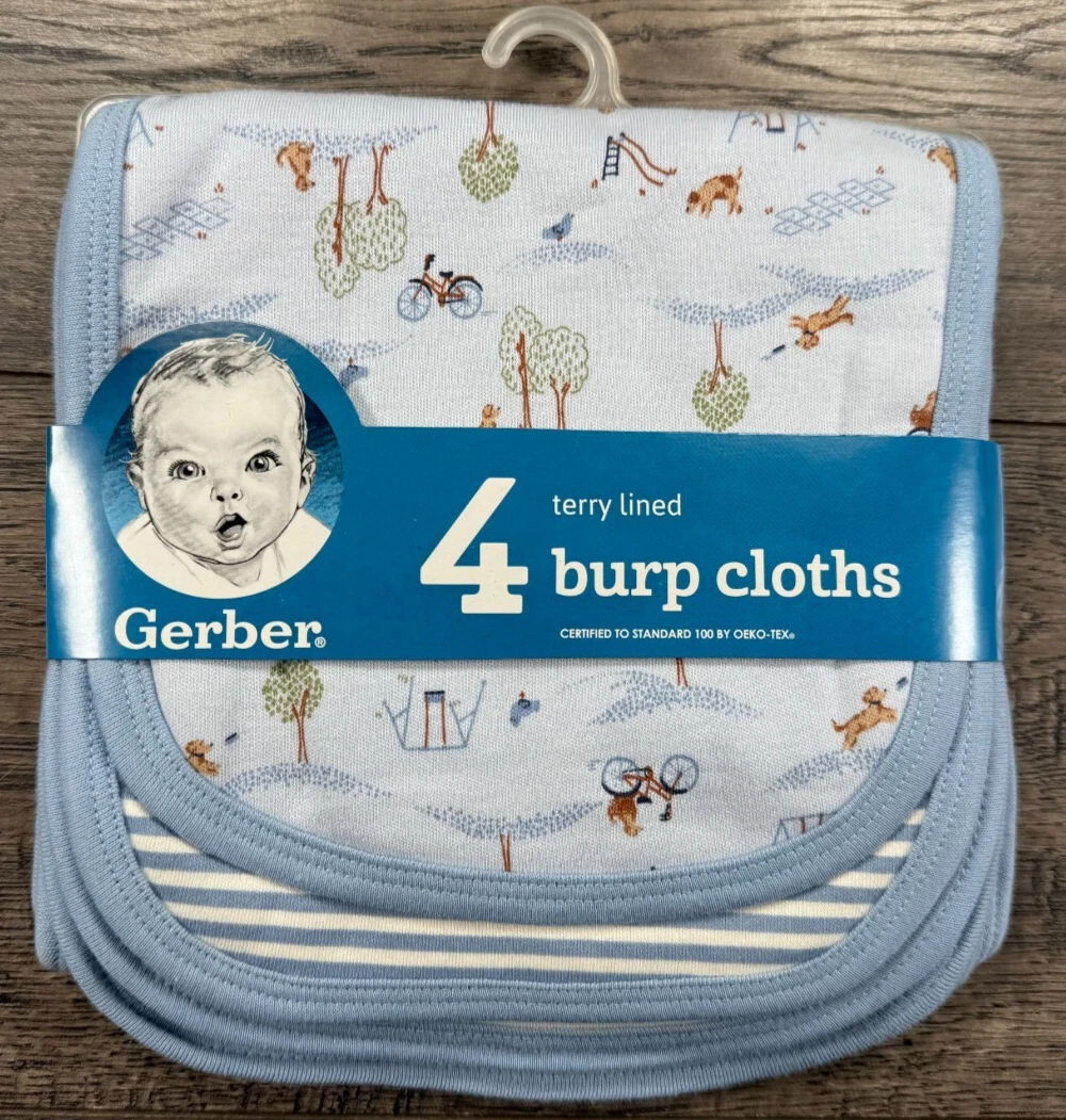 Baby Boy New Gerber 4pc Fun Park Terry Lined Burp Cloths
Opens in a new window or tab