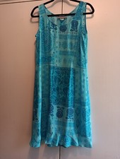 Vtg Carol Anderson Fit Flare Midi Dress Floral Blues Cottagecore Prairie Size M