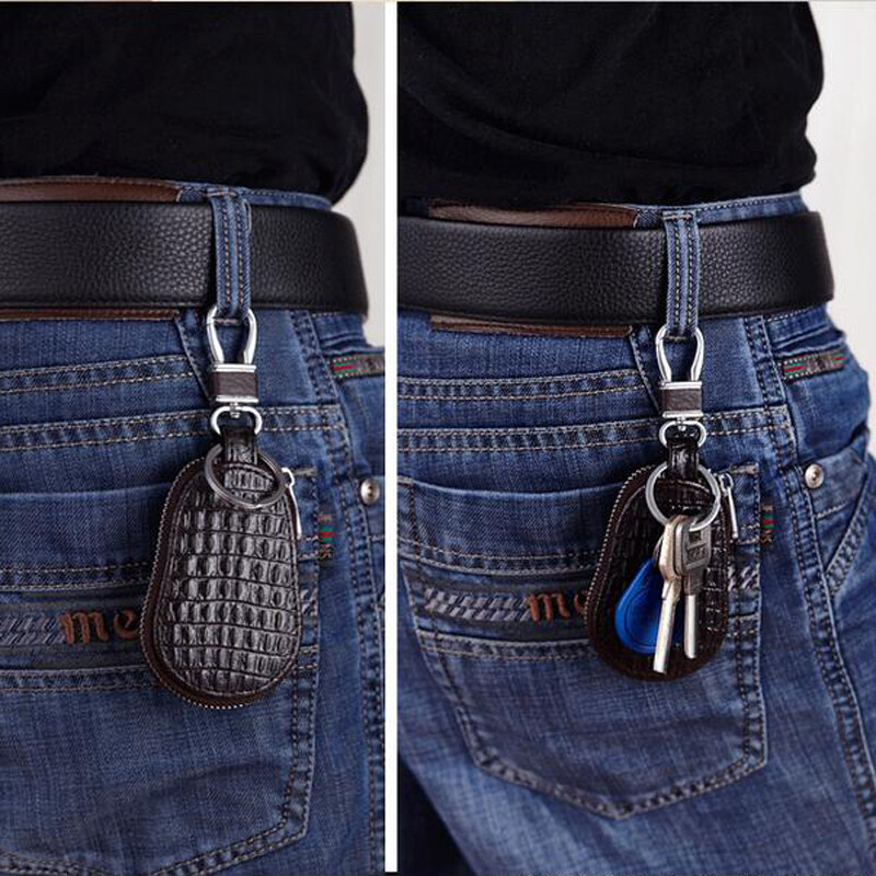 Universal Remote Key Holder Genuine Leather Car Key Case With Zipper - Universal Remote Key Fob Protector Cover In Brown, Black & Coffee Leather Key Fob Cover - Foto 5