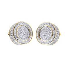 1.00 Ct Round Cut Simulated Diamond Cluster Stud Earrings 14k Yellow Gold Plated