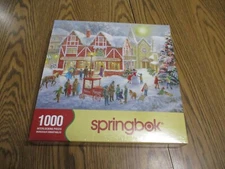 NEW SEALED SPRINGBOK 1000 PC JIGSAW PUZZLE 2009  CHRISTMAS FESTIVAL WINTER SCENE