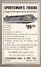 1957 Print Ad Sportsman's Friend Fiberglass Duck & Fish Boats Coleman,TX