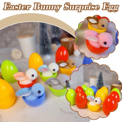 16PCS Filled Easter Eggs Basket Stuffers With Stuffed Bunny Dolls Easter Gifts