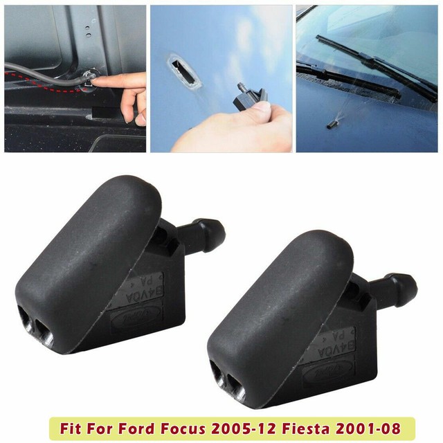 Black Front Windscreen Water Washer Nozzle Spray Jets For Ford Focus eBay