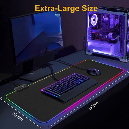 RGB Groß Gaming Maus Pad Wasserdicht LED Licht Computer Tastatur Mauspad - Bild 2 von 14