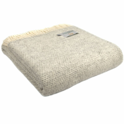 TWEEDMILL TEXTILIEN ÜBERWURF 100% Wolle Schlafsofa Decke Teppich BIENENSTOCK SILBERGRAU