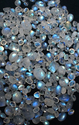 Lot de 10 cts cabochons en pierre de lune naturelle pierres précieuses mélange taille forme pierre précieuse lâche - Photo 1 sur 5