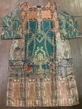 Green Printed Moheshwary Silk Women  s Kurti