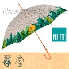 PERLETTI GREEN Ombrello Pioggia Lungo Ecosostenibile Tessuto Riciclato da Donna