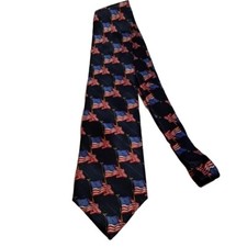 Men's American Traditions Patriotic Flags Silk Tie Classic Length Made in USA