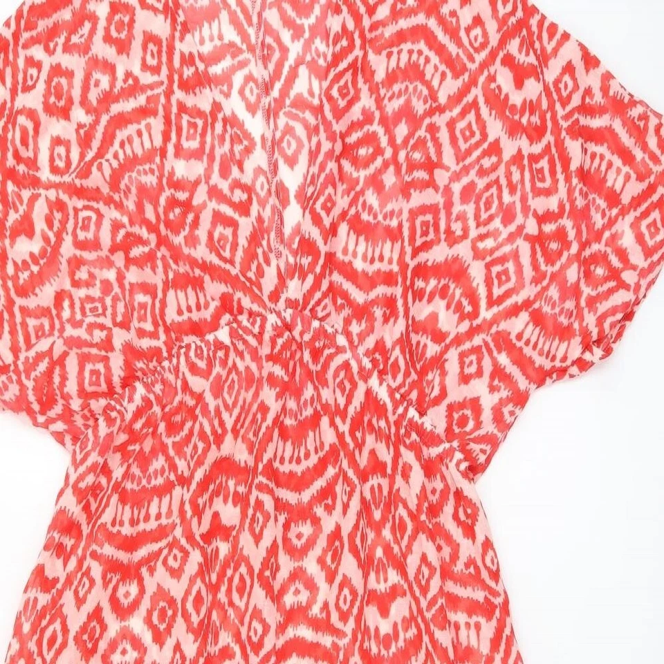 Hello Summer Womens Red Geometric Polyester Cover Up Size 10 - Изображение 3 из 4