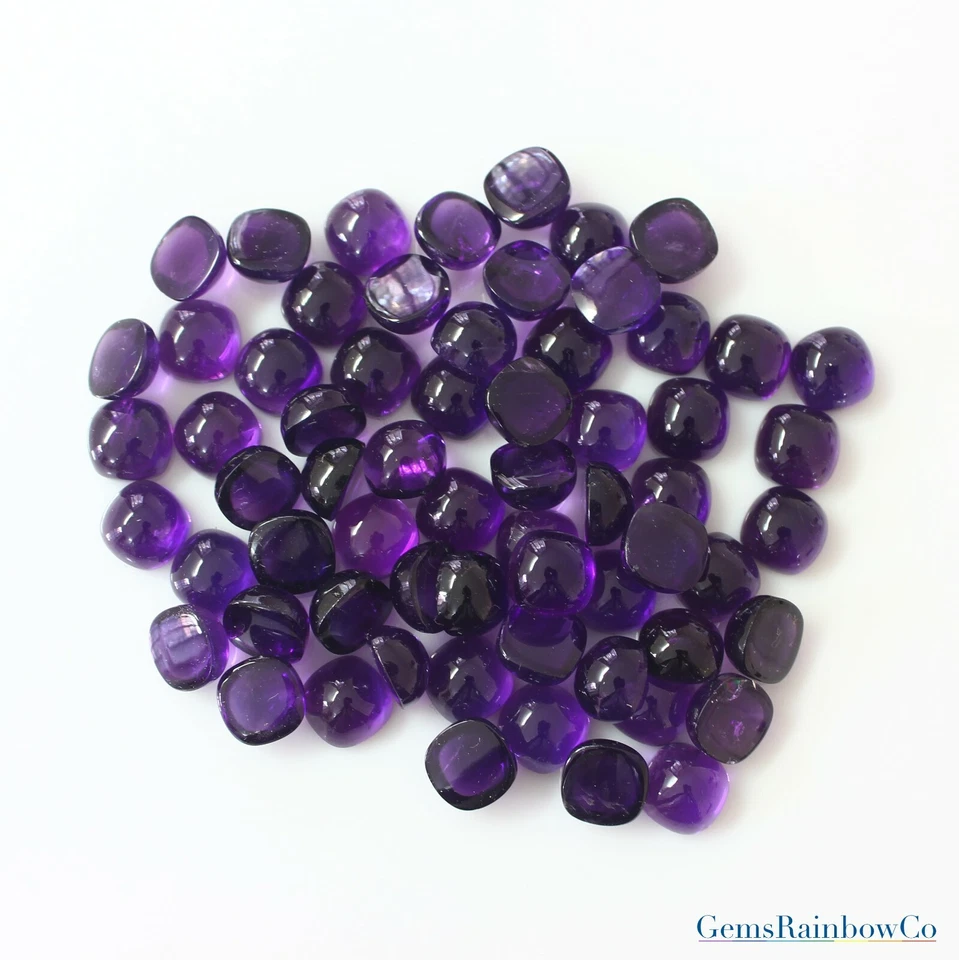 Cojín Natural Africano Amatista Púrpura 8 mm y 10 mm Cabujones Piedras Preciosas Sueltas Foto 2 de 4