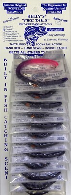 Kelly Fire Tail plastic worm *NEW* Purple Fire Tail *card of 12
