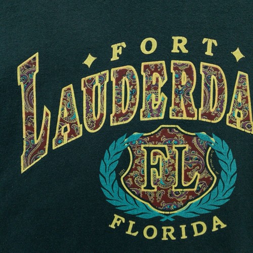 Camiseta verde vintage años 90 Fort Lauderdale Florida talla grande - Imagen 4 de 5
