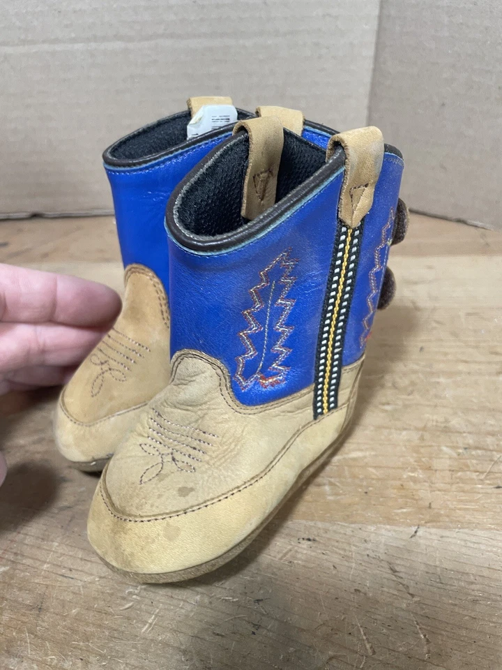 Bota de couro Old West infantil tamanho 3 cowboy - Imagem 2 de 4