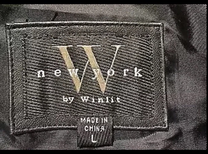 NEW YORK by WINLIT Mujer Abrigo Grande Largo Cuero Negro Como Nuevo Foto 3 de 4