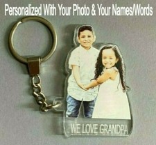 Custom Keychain - Your Photo Picture Printed Personalized Father's Day Key Chain
