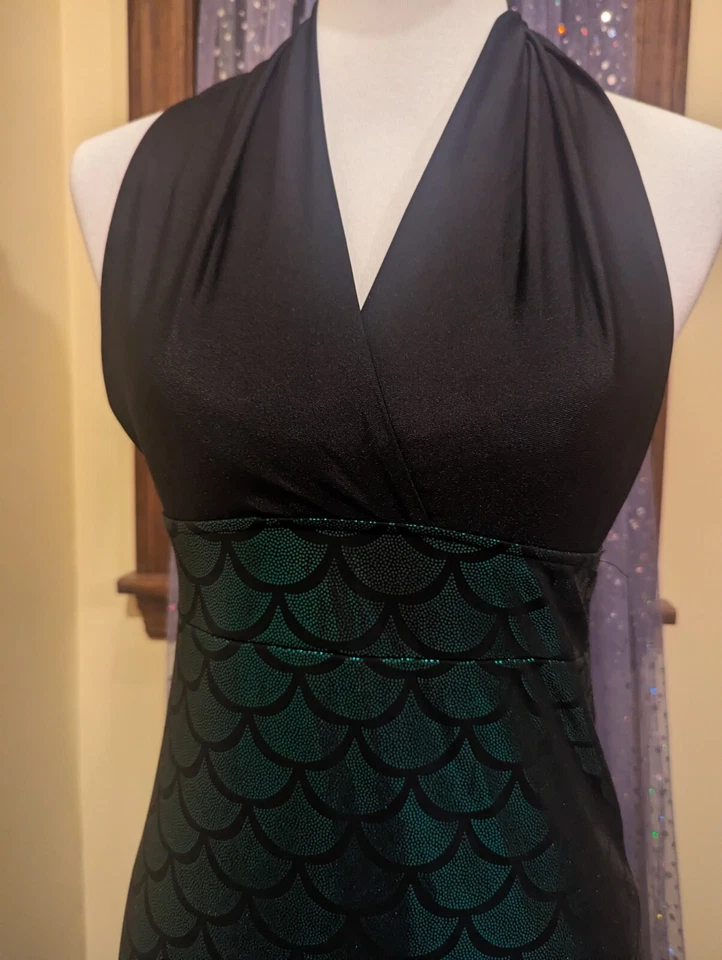 Sexy Mermaid Halloween Halter Green Hologram Tail Costume Dancer Fits Small S/M - Image 2 of 4