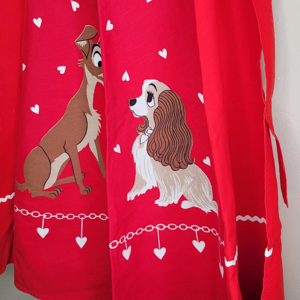 Vintage Lady And The Tramp Half Apron Red Hearts Dogs Pre-owned  - Image 4 of 4