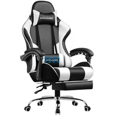 GTPLAYER Gaming Chair w/ Footrest, Lumbar Support, Swivel Seat for Office/Gaming