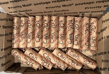 Canadian Copper Pennies 1970-1979 Lot of 16 Rolls 800 Coins Circulated Condition