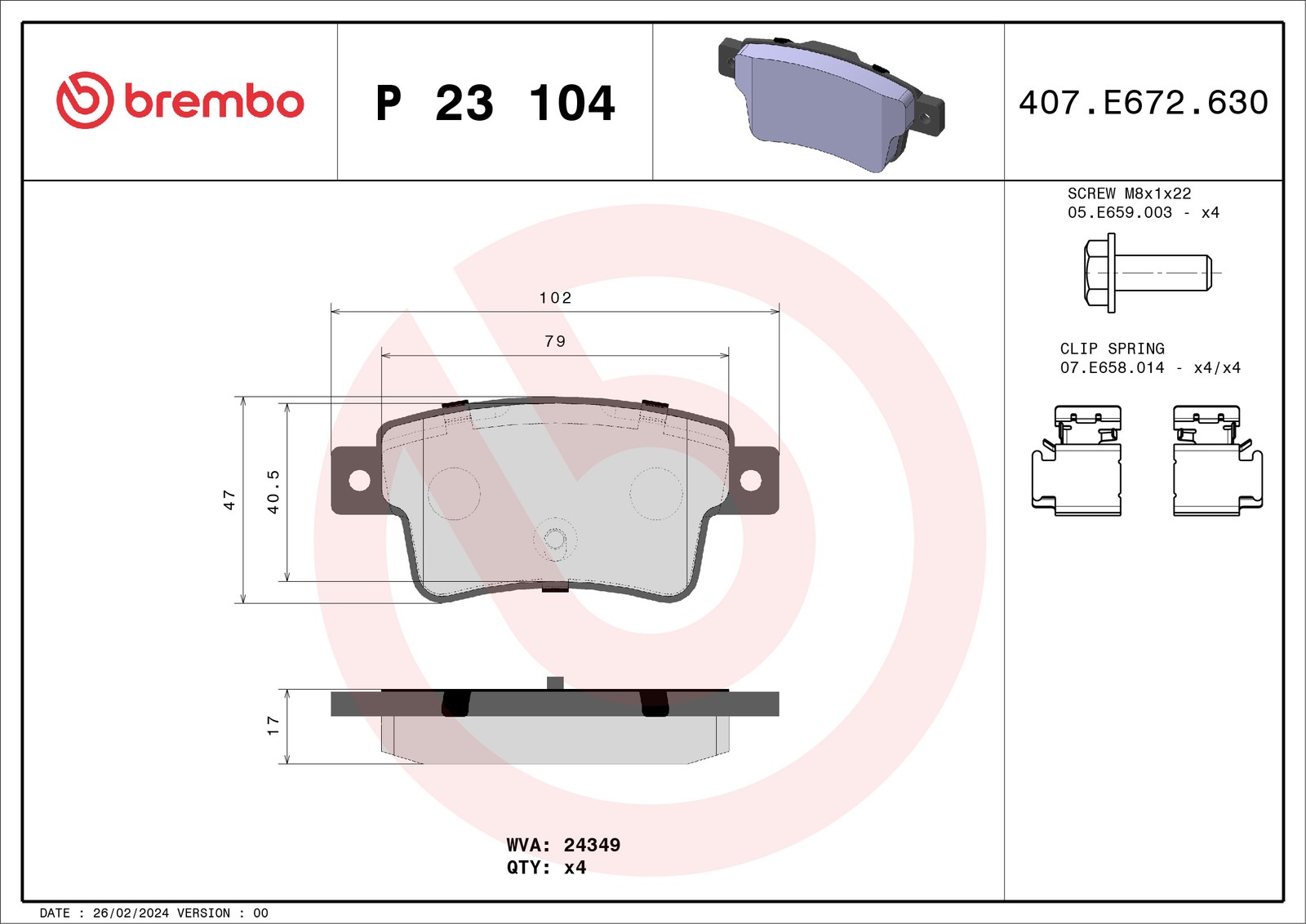 BREMBO Bremsbeläge Hinten für Fiat Punto Evo Kasten Schrägheck 08-12 50902169 - Bild 8