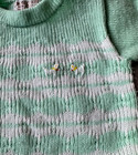 Vintage Acrylic Knit Baby Outfit 2 Piece Set Pastel Green Pants Sweater Korea — photo 8