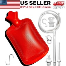 Red 2 Quart Enema Bag Kit, with Hose Tips  Flow Clamp