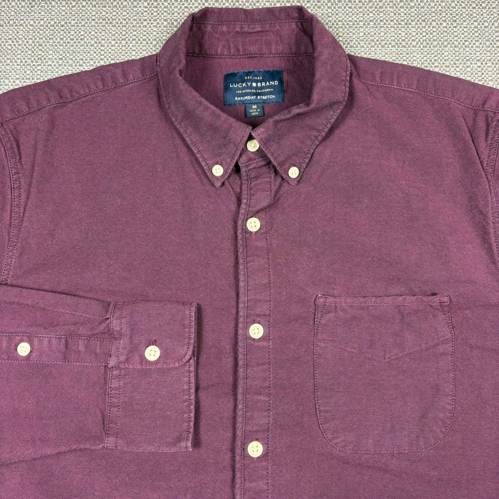 Lucky Brand Mens Shirt M Long Sleeve Solid Maroon Red Classic Fit Stretch Pocket
Opens in a new wind