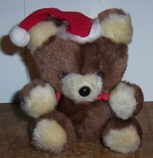 Small Santa Claus Brown Teddy Bear Vintage Russ Berrie Holiday Plush