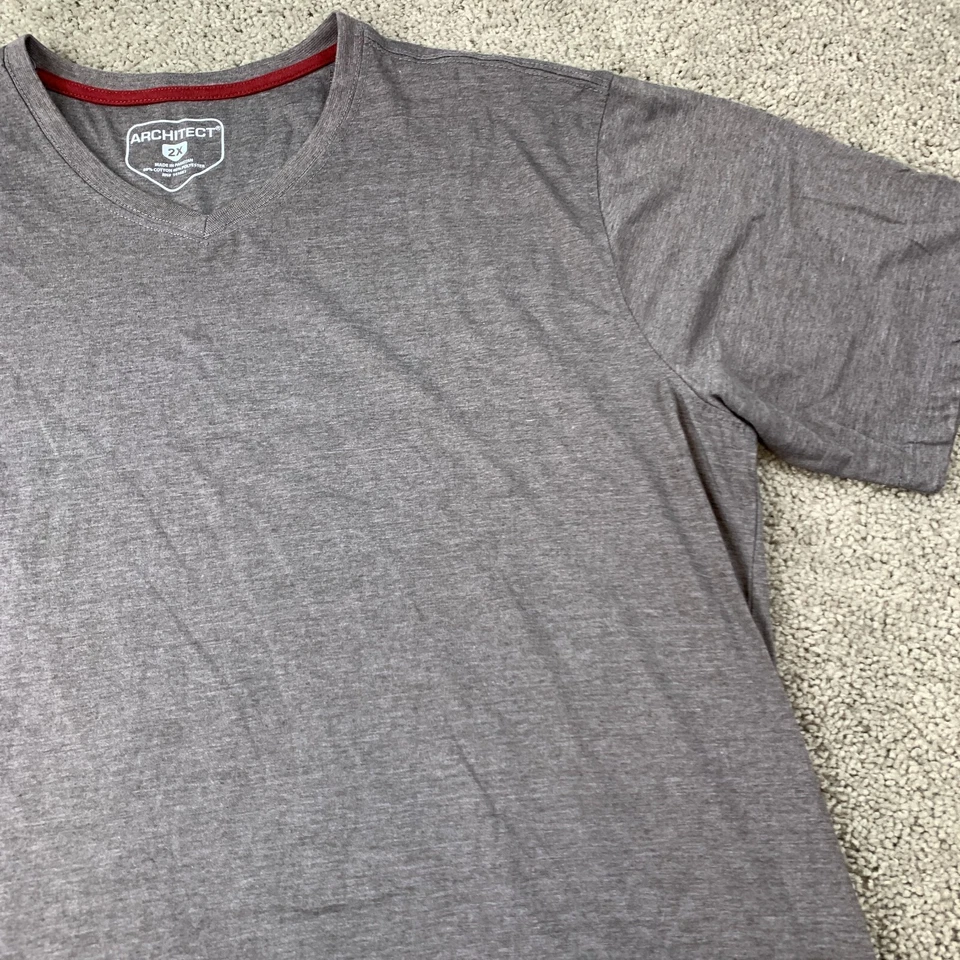 Architect 套衫 Heather 针织衬衫男式 2xl 灰色短袖 V 领 — 第 2/4 张图片
