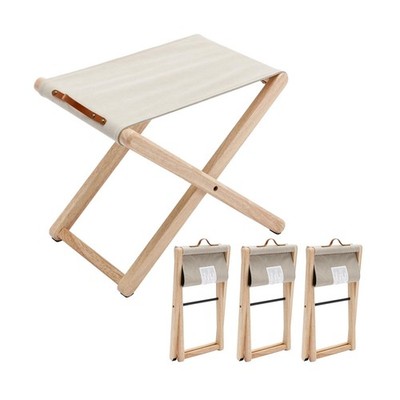 Folding Camping Stools Set of 4, Canvas Folding Stool with Wood Legs Portable...