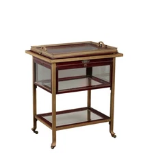 Antique Art Nouveau Dinner Cart Mahogany Brass Italy XX Century Original