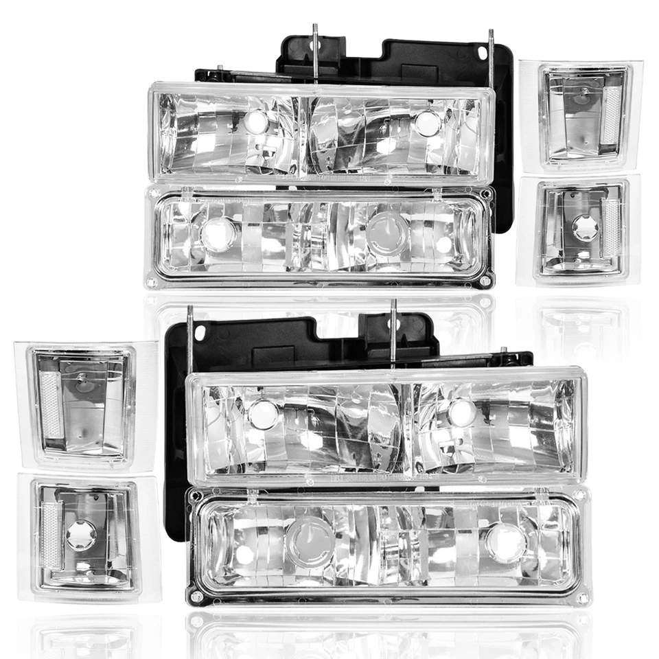 Faros transparentes para Chevy Silverado 1994-1998 OBS C/K 1500 2500 con lámparas de parachoques Foto 4 de 4