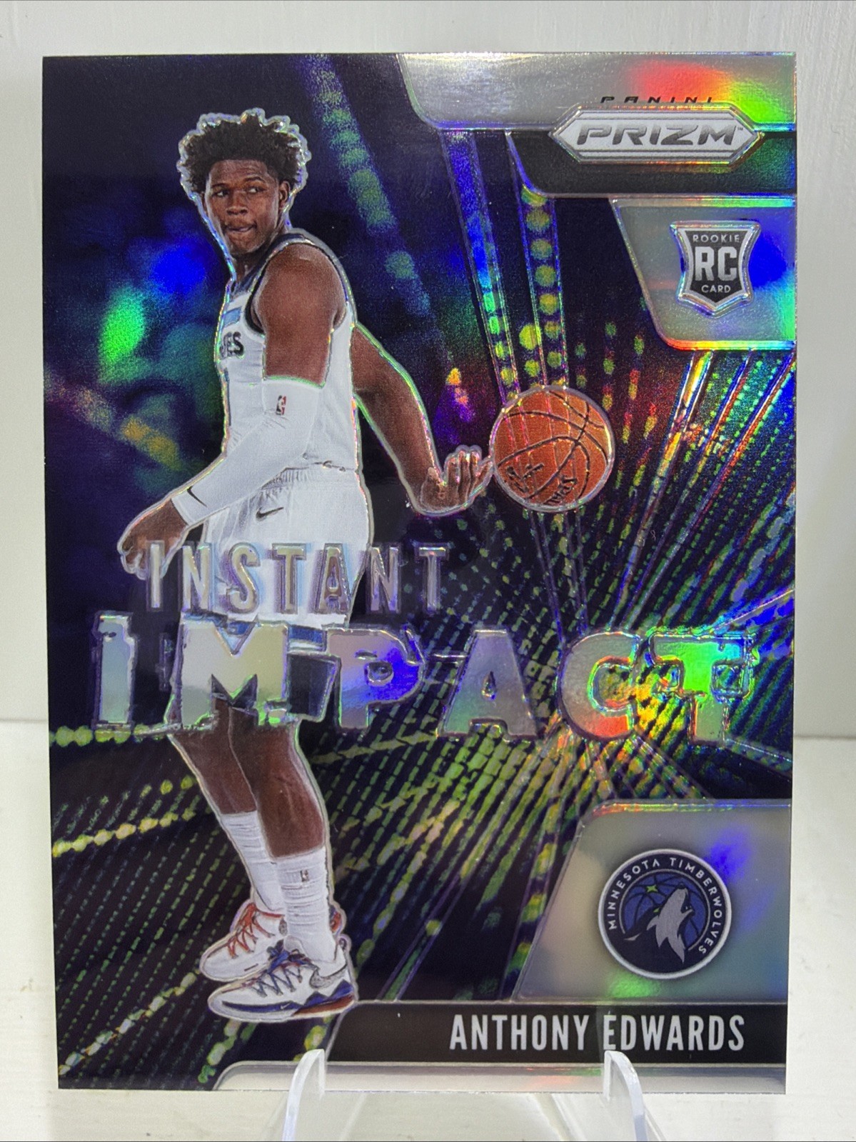 Anthony Edwards 2020-21 Panini Prizm RC Instant Impact #1 Silver Prizm AntMan RC