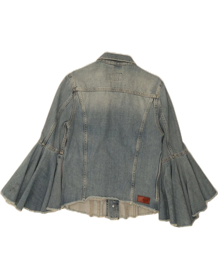 Jaqueta jeans feminina PEPE JEANS manga 3/4 Reino Unido 12 azul média algodão LT13 - Imagem 2 de 4