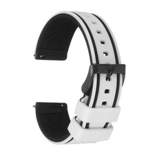 Silicone Watch Bands 20mm Soft Watch Band with Frosted Buckle, White Black