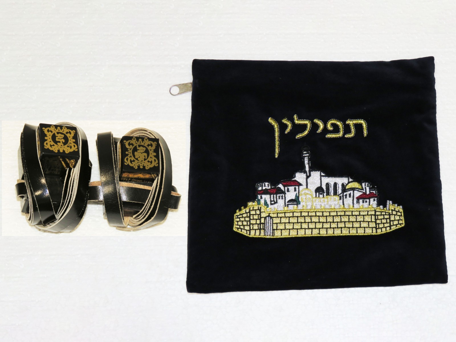 New Small Kosher Tefillin Peshutim Dakkot Left Arm Bar Mitzvah + Tallit Scarf