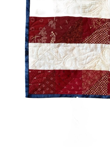 Amerikanische Flagge Handarbeit Quilt Maschine Quilten Vintage Perlen Knöpfe 26,5 x 42 - Bild 5 von 9