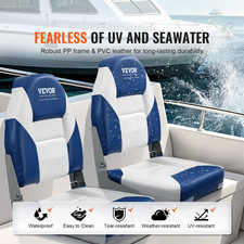 High Back Boat Seats, 2-Pack Folding Marine Chairs with Thick Sponge Padding, 21
