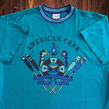 T-shirt canottaggio vintage American Crew taglia XL attrezzatura per sport nautica blu