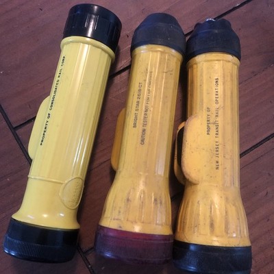 Lot 3 Vtg Railroad Flashlights Circuit Tester Bright Star GT Price Used Untested