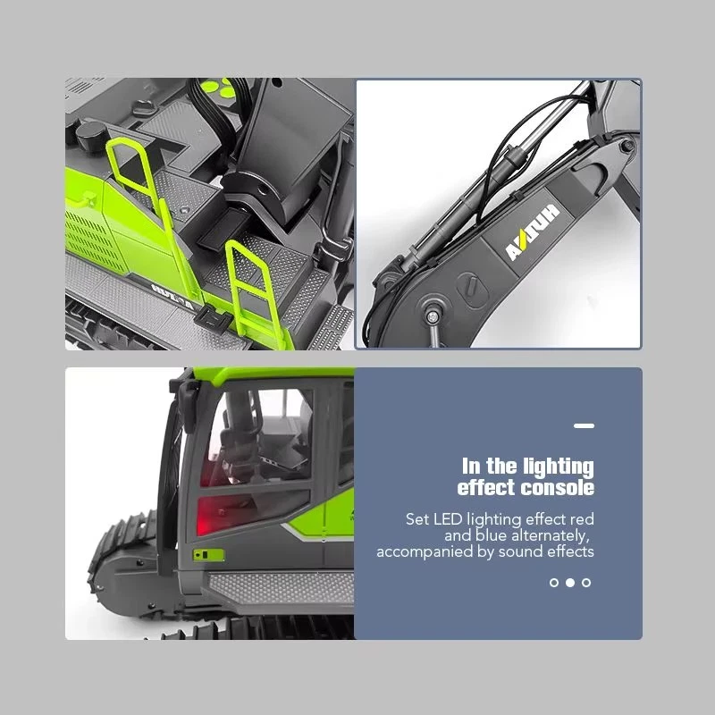 HUINA 1593 1/14 Escavatore RC in Lega 2.4G Camion Dumper Cingolato Giocattolo - Immagine 3 di 4