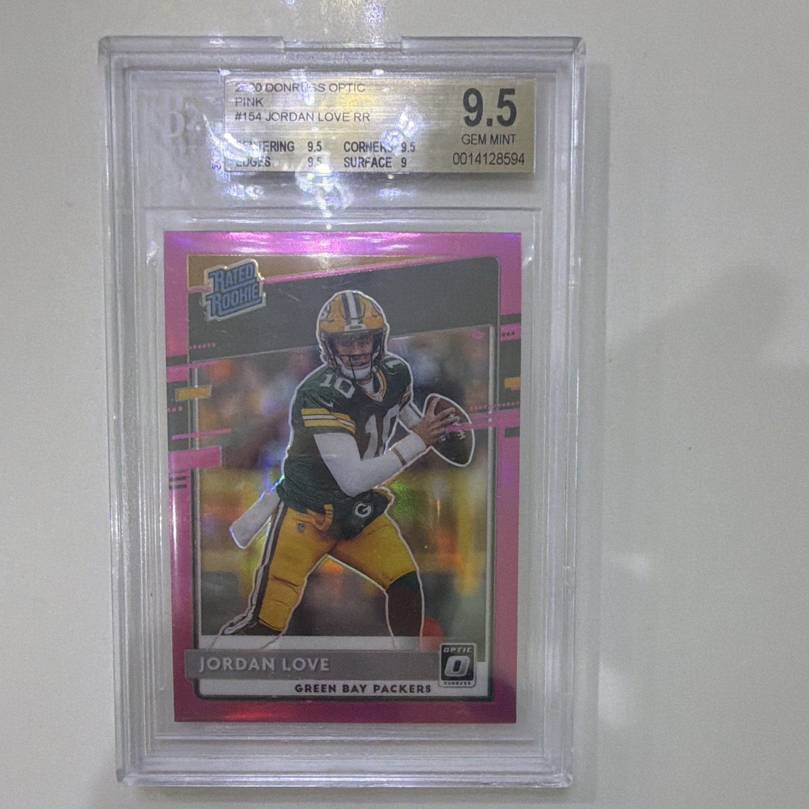Panini 2020 Donruss Optic Jordan Love Pink Rated Rookie #154 BGS 9.5