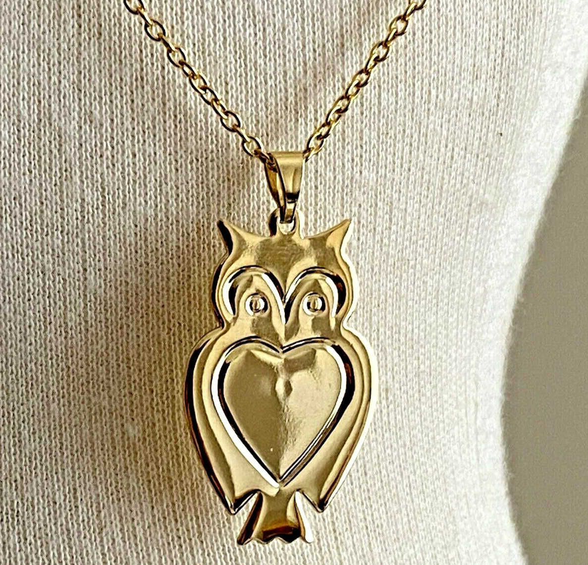 Collier hibou chouette pendentif coeur doré Yves Rocher bijou femme tendance neuf