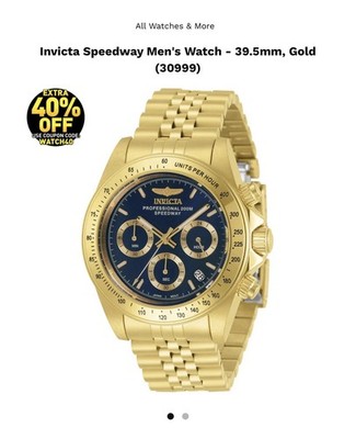 Invicta Speedway Men's Watch - 39.5mm, Quartz Chronograph, 200m Gold Blue