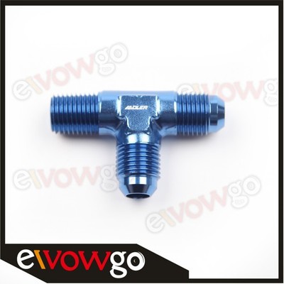 US STOCK Aluminum -6AN to AN6 Male To 1/4'' NPT Tee Piece Fitting Adapter Blue