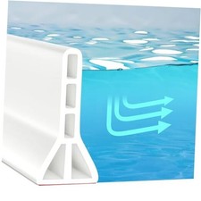 Upgraded 3  High Shower Threshold Water Dam Collapsible White-3" High 67 Inch