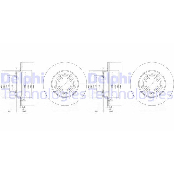 2X Delphi Bremsscheiben 245Mm Voll Hinten Passend FÜR Audi A4 Coupe Seat Exeo |-image